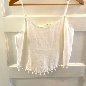 Linen white crop top